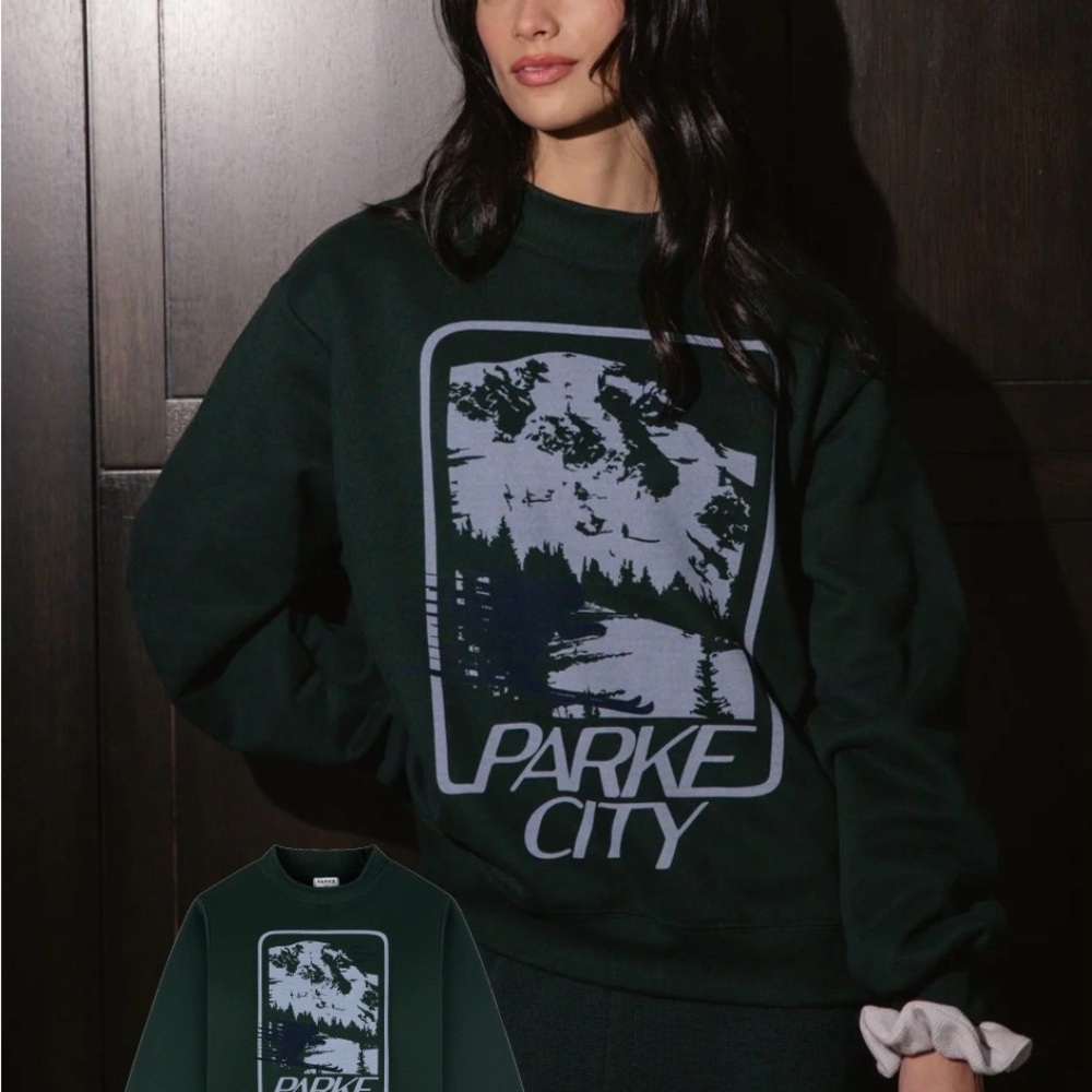 Parke City Dark Green Graphic Crewneck Sweatshirt SOLD OUT SIZE